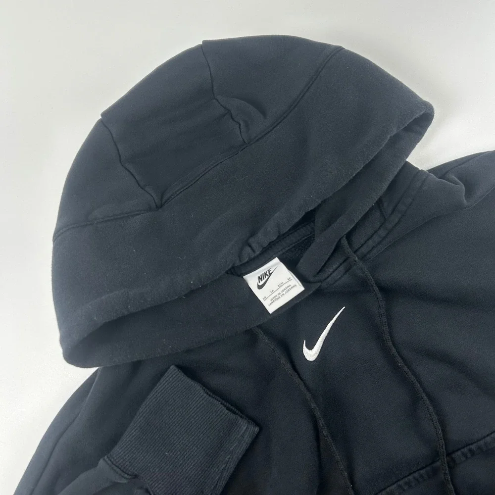 Nike WMNS XS Center Swoosh Sportswear Fleece Oversized Cropped Hoodie Black Boxy